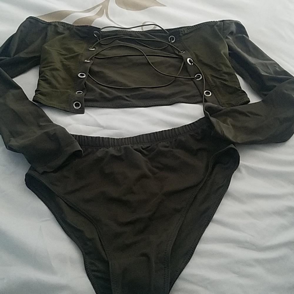 Hunter green two piece swim suit..brand new